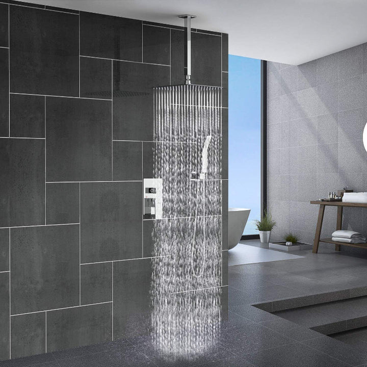 Ultra-narrow rain shower with wall arm