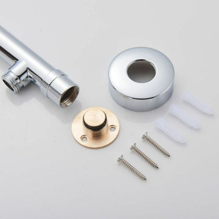 Ultra-narrow rain shower with wall arm