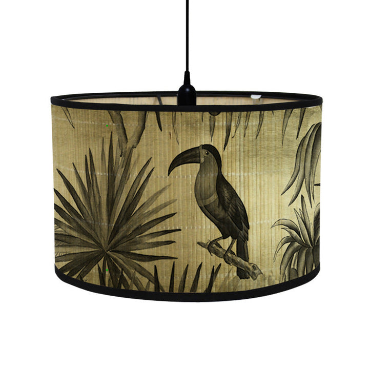 Tropical lampshade with animal motifs in vintage style – round &amp; decorative