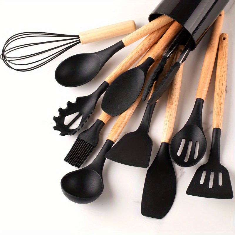 Heat-resistant silicone cooking utensil set