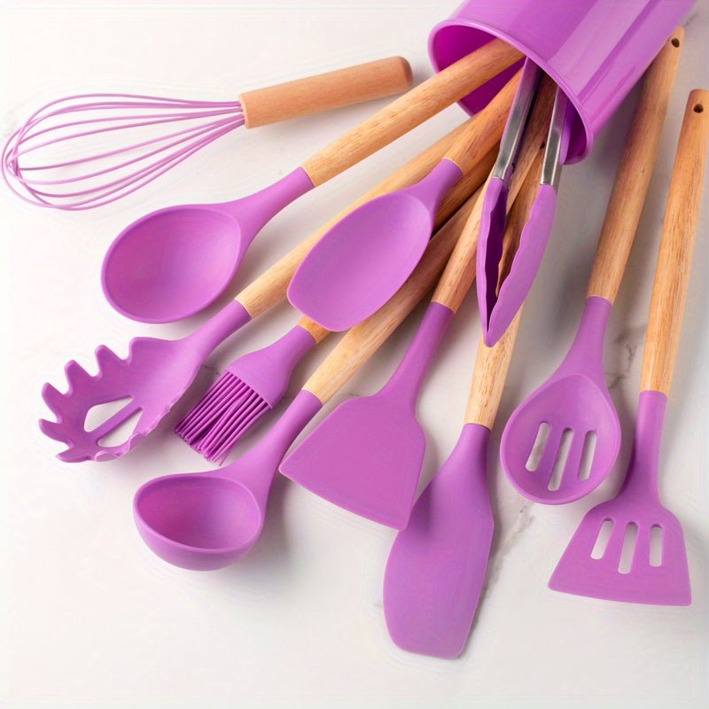 Heat-resistant silicone cooking utensil set