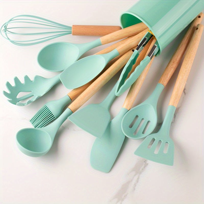 Heat-resistant silicone cooking utensil set