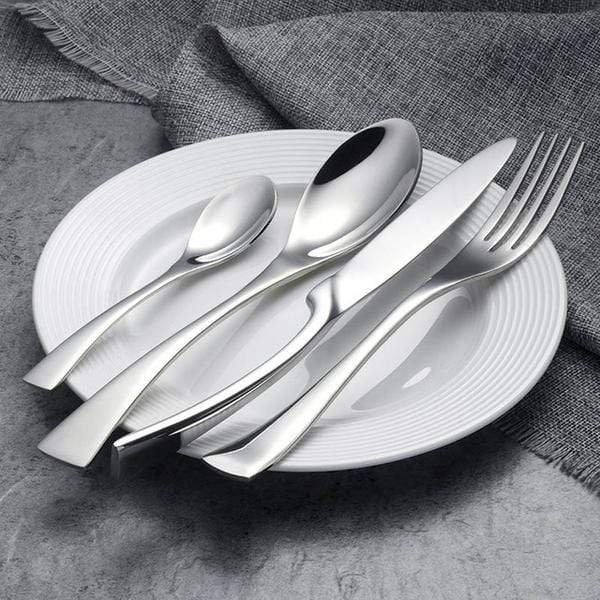 Modern stainless steel cutlery set with a glossy finish