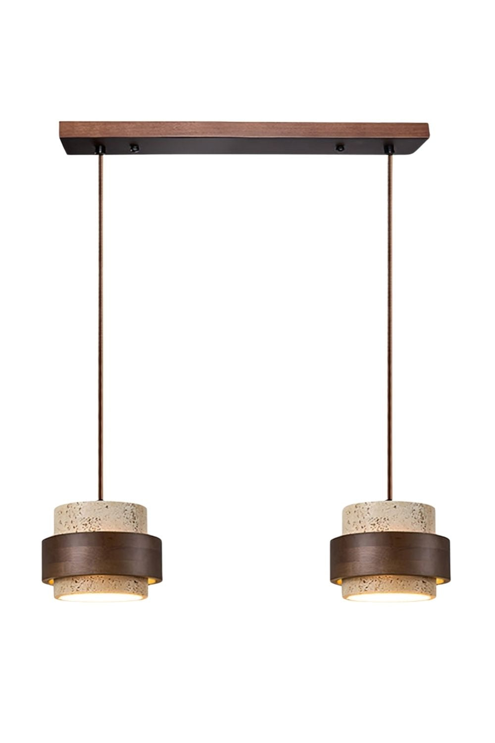 Cylindrical travertine pendant light – Modern design with natural stone structure