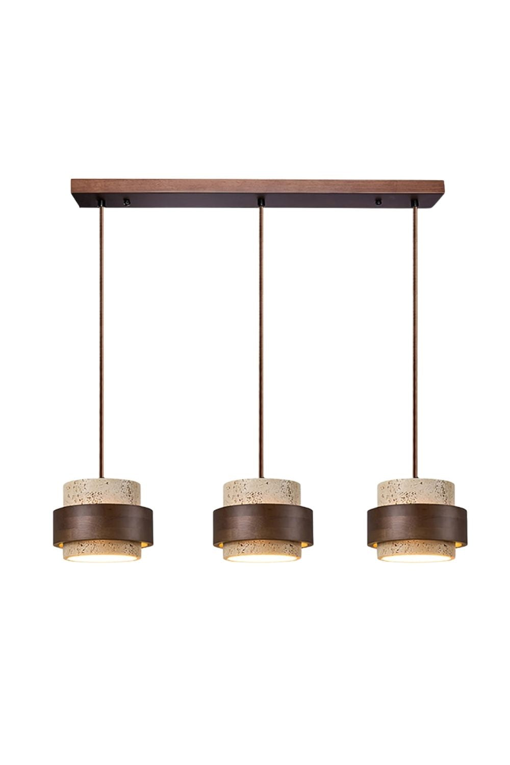 Cylindrical travertine pendant light – Modern design with natural stone structure