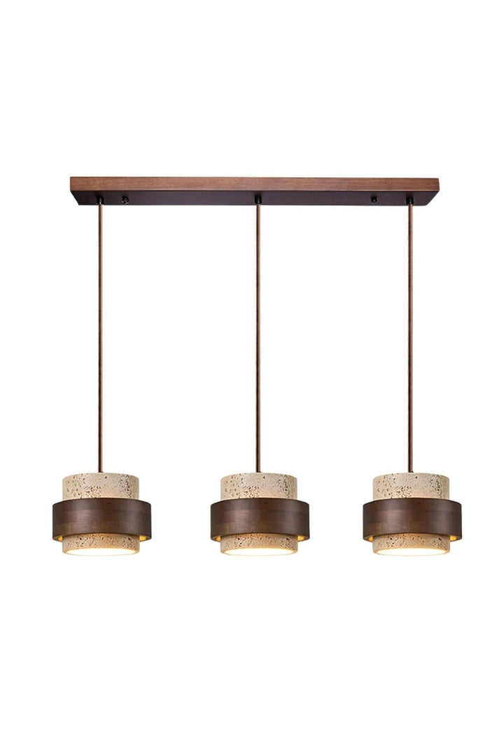Cylindrical travertine pendant light – Modern design with natural stone structure