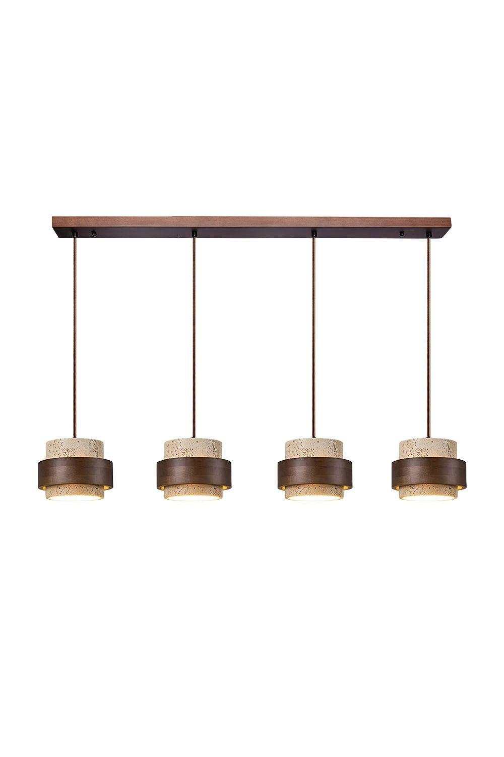 Cylindrical travertine pendant light – Modern design with natural stone structure