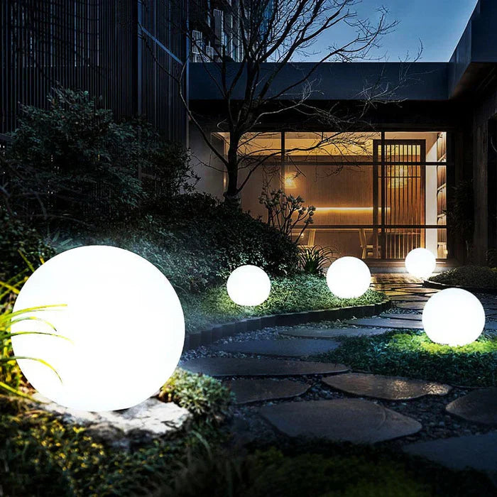 Solar-powered globe light for garden and patio 