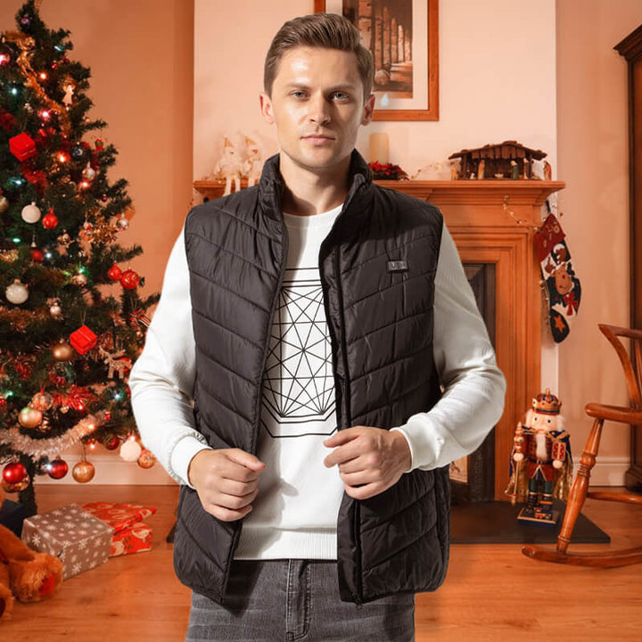 Men's heated vest with 13 heating zones