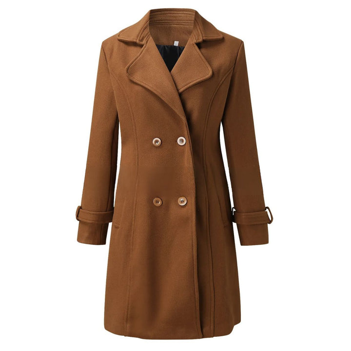 Women's Long Coat with Folded-Over Collar