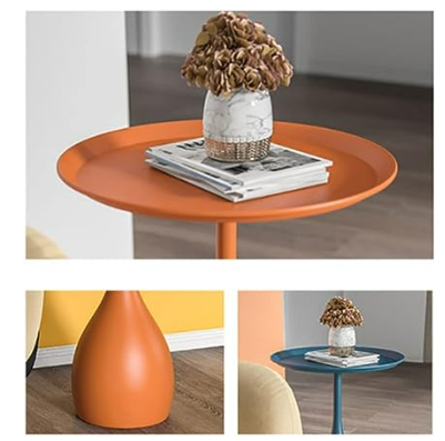 Modern round metal side table with base