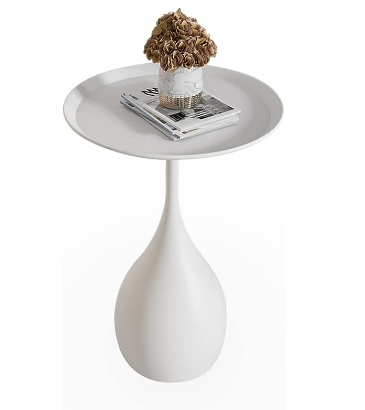 Modern round metal side table with base