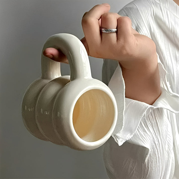 Large French-style ceramic cup for coffee and tea 