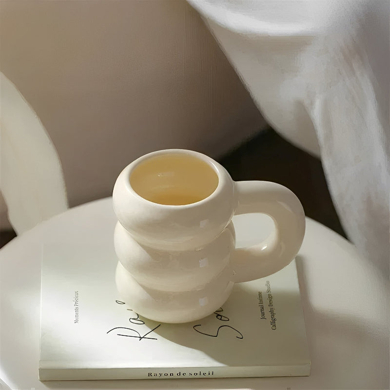 Large French-style ceramic cup for coffee and tea 