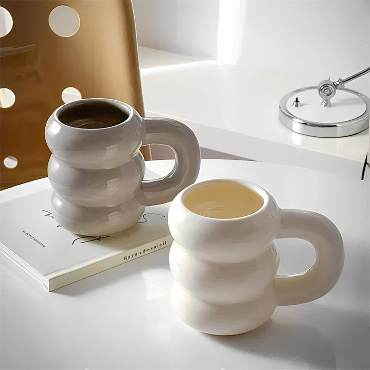 Large French-style ceramic cup for coffee and tea 