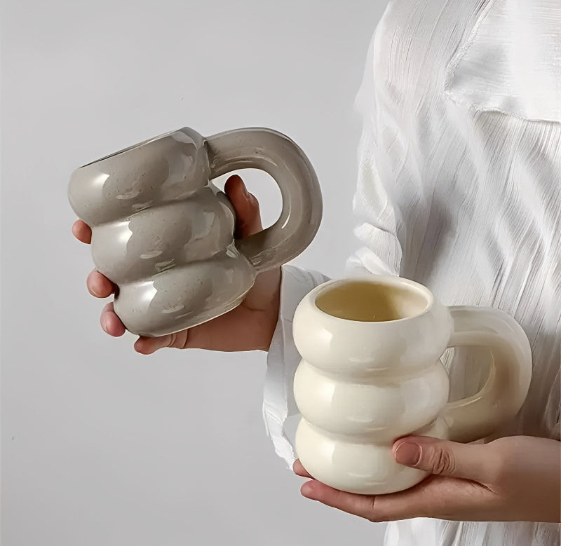 Large French-style ceramic cup for coffee and tea 