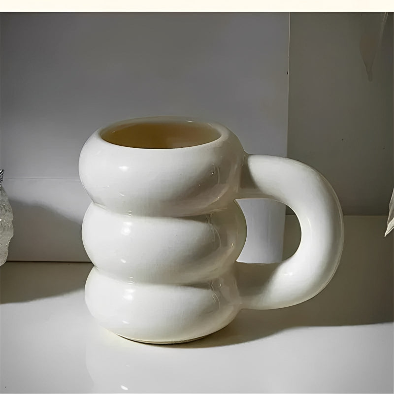 Large French-style ceramic cup for coffee and tea 
