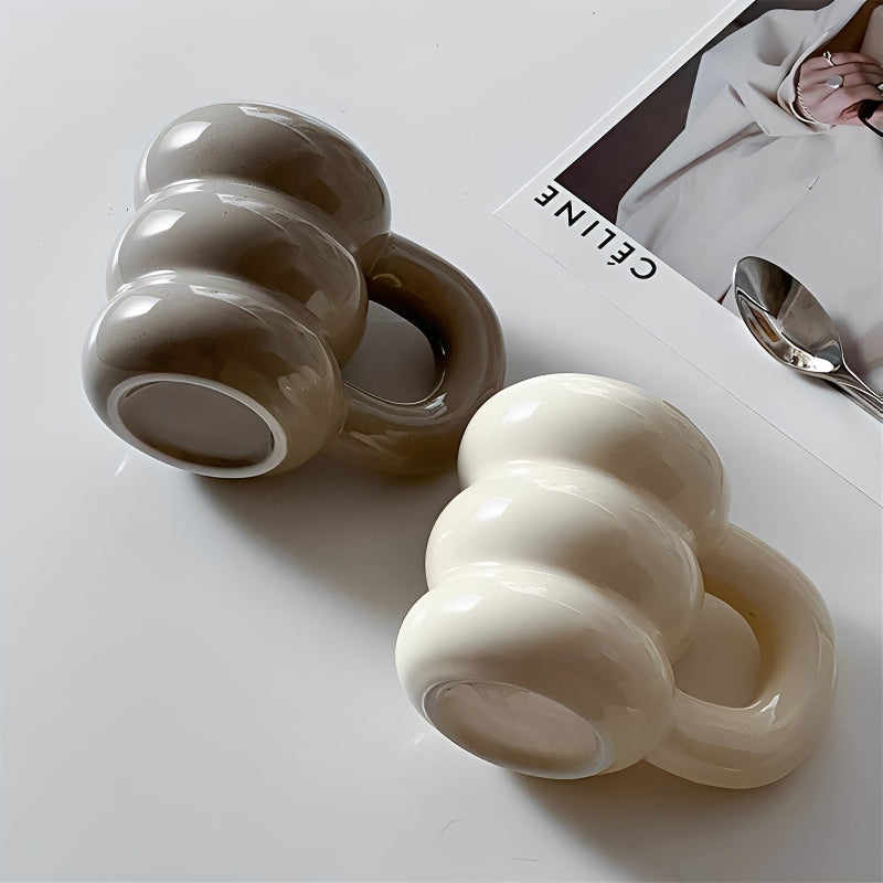 Large French-style ceramic cup for coffee and tea 