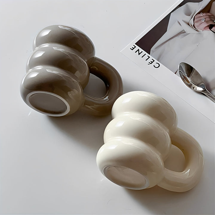 Large French-style ceramic cup for coffee and tea 