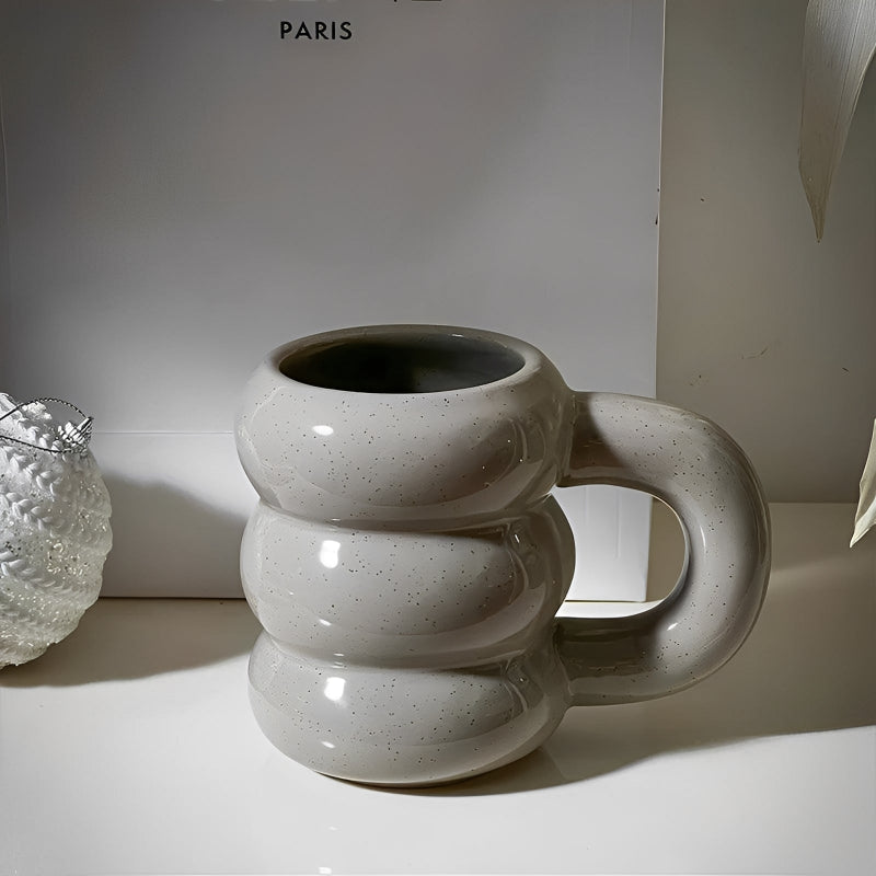 Large French-style ceramic cup for coffee and tea 