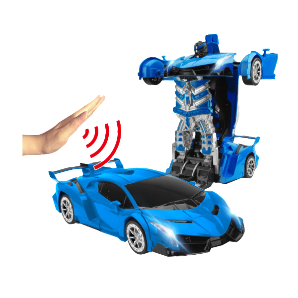 Remote-controlled transforming car with robot mode for children