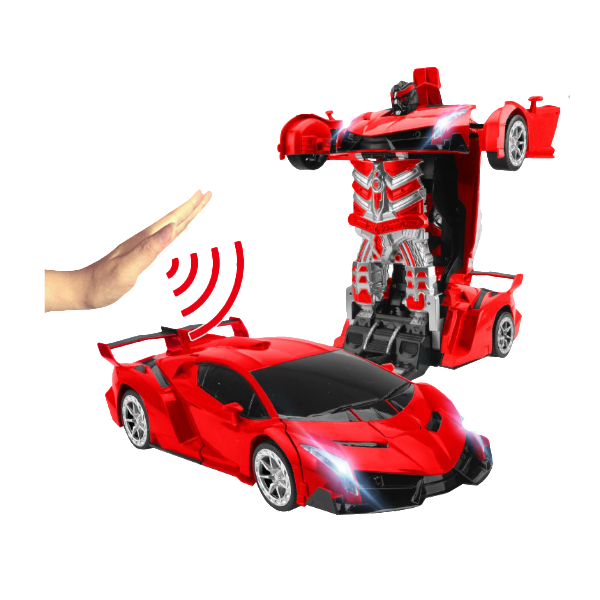 Remote-controlled transforming car with robot mode for children