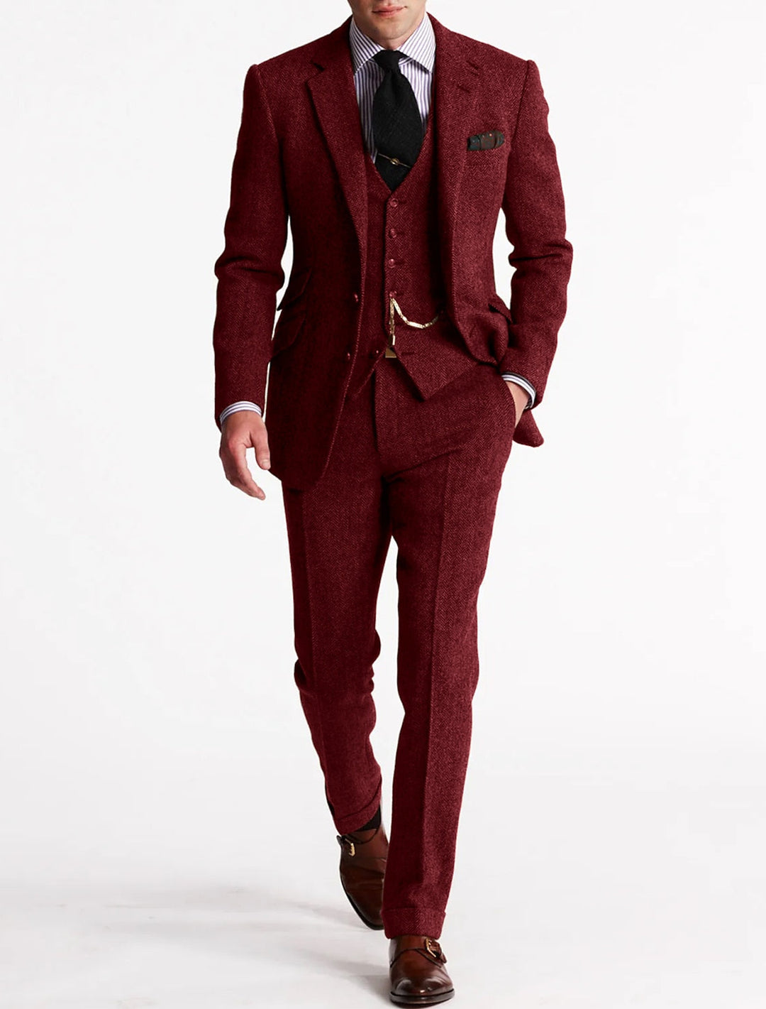 Men's Three-Piece Suit in Vintage Retro Style 