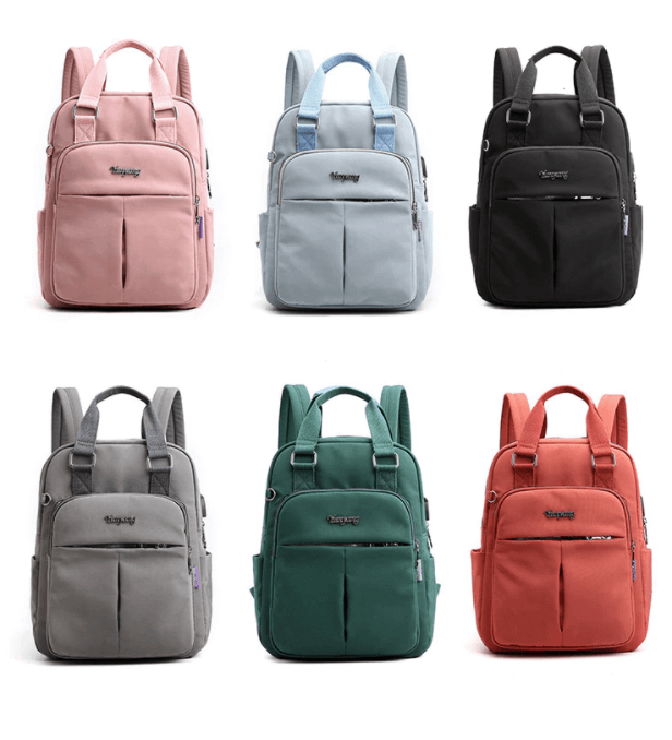 Water-repellent USB backpack with anti-theft protection and compartment system