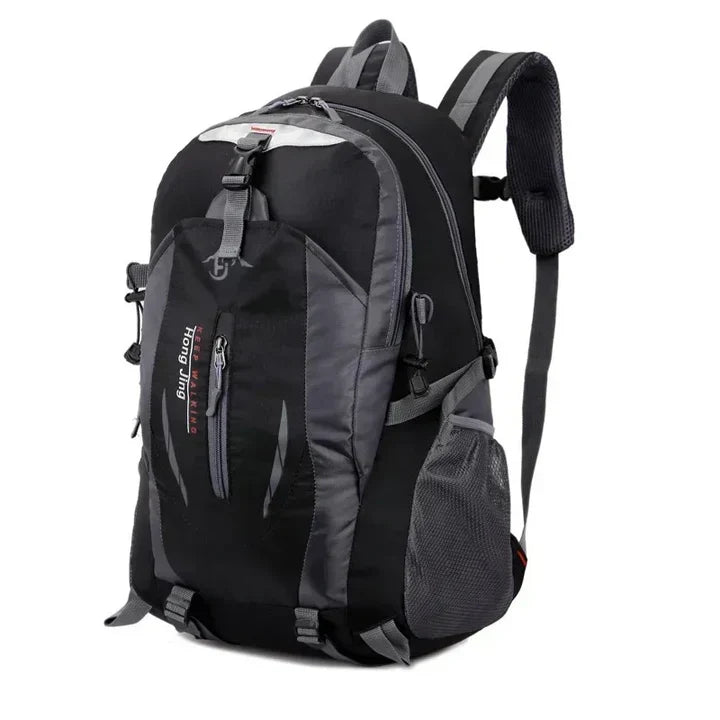 Water-resistant outdoor backpack with multiple compartments for travel and everyday use