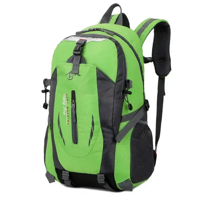 Water-resistant outdoor backpack with multiple compartments for travel and everyday use