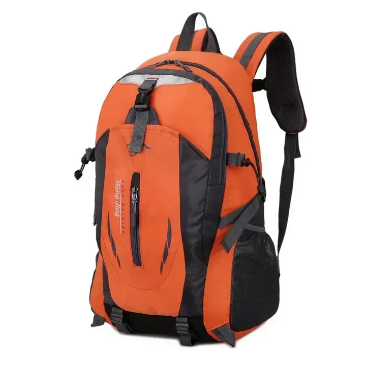 Water-resistant outdoor backpack with multiple compartments for travel and everyday use