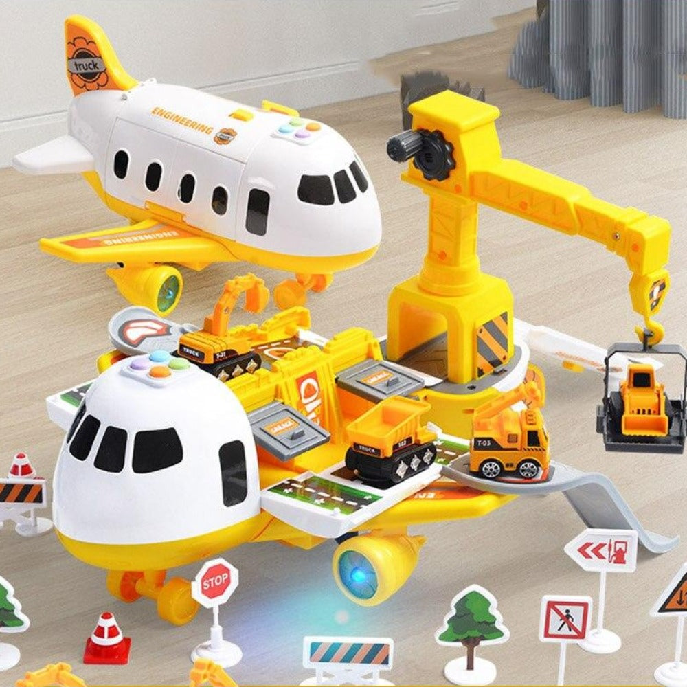 Adventure Plane with Construction Vehicles Playset for Children