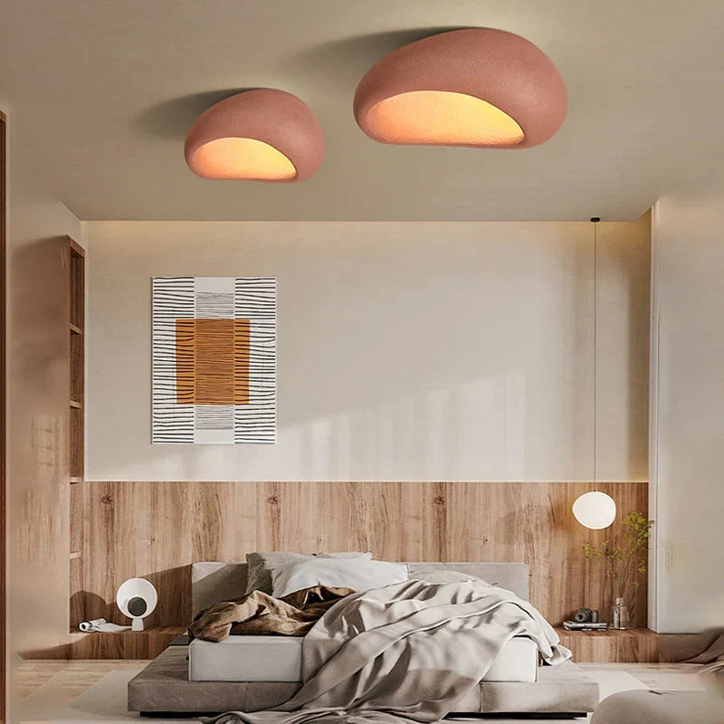 Minimalist ceiling lamp – warm white &amp; made of resin