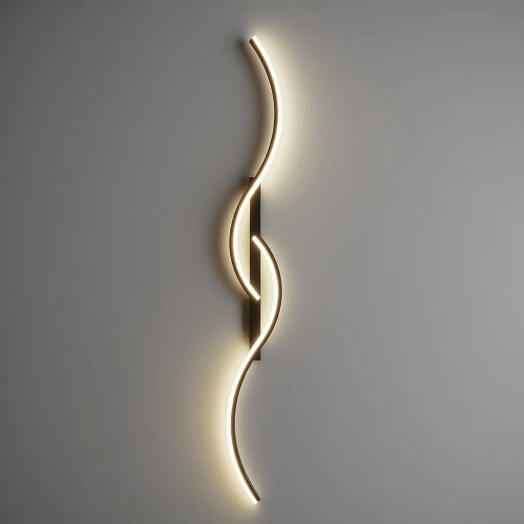 Modern wave LED wall light – dimmable &amp; stylish in gold/black