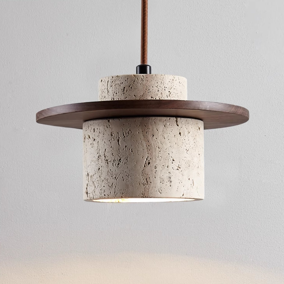 Travertine pendant lamp with natural stone structure in a modern design