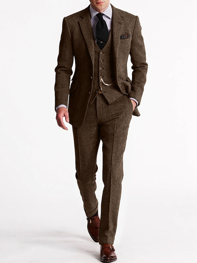 Men's Three-Piece Suit in Vintage Retro Style 