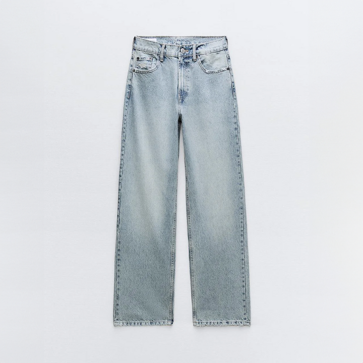 Women's Jeans with Vintage Wash and Patch Details