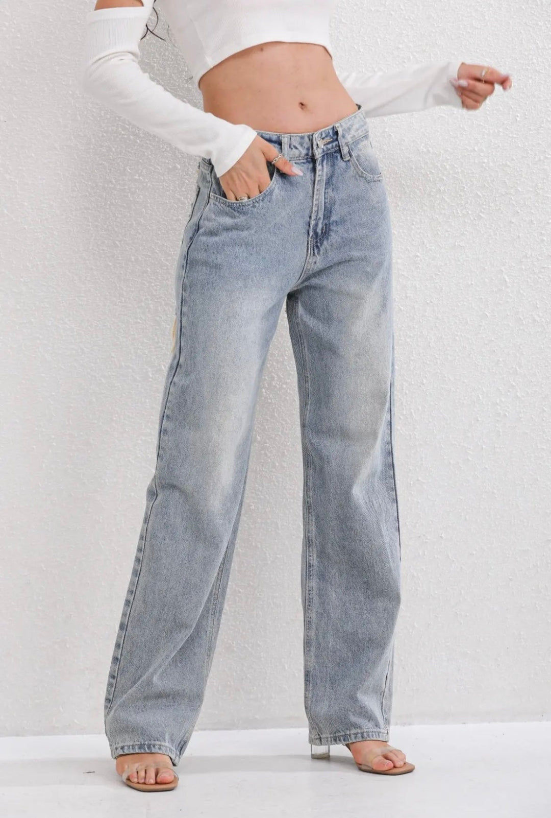 Women's Jeans with Vintage Wash and Patch Details